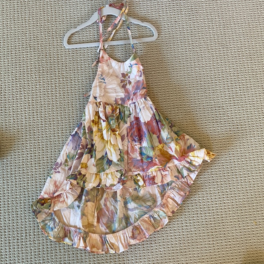 Halter high low floral dress with strappy back size 2-3